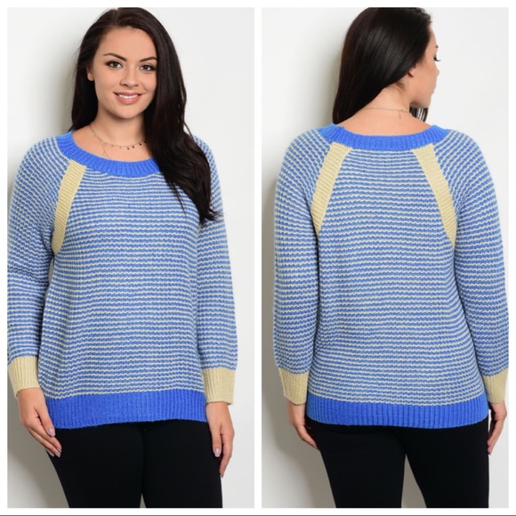 Sweaters - ❤️2 LEFT NEW Blue Cream PLUS SIZE Sweater
